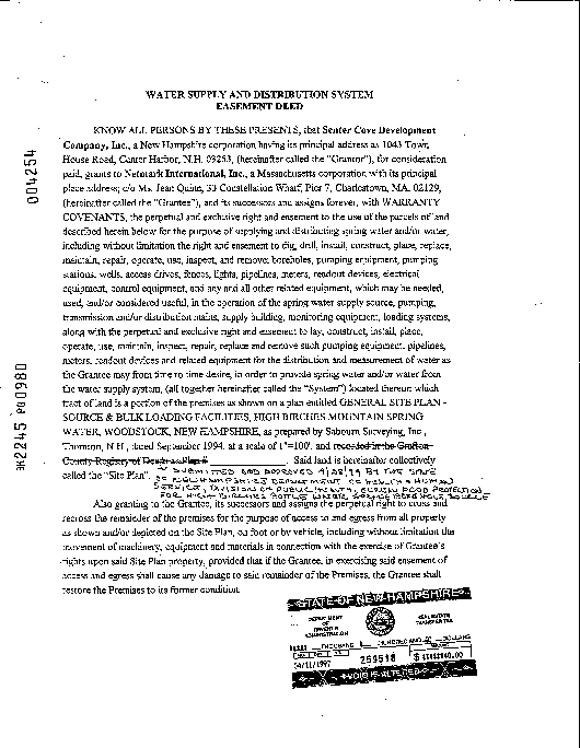 Water Supply and Distribution System EASEMENT DEED